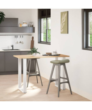 Picioare de masă de bar în formă de U, 2 buc., alb, 60x(90-91) cm, oțel - WOODBB2934