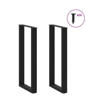 Picioare de masă de bar în formă de U, 2 buc., negru, 40x(100-101) cm, oțel - WOODBB2937