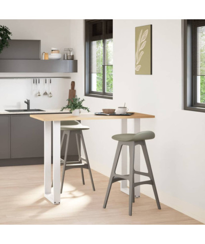 Picioare de masă de bar în formă de U, 2 buc., alb, 40 x (100-101) cm, oțel - WOODBB2948