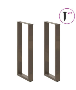 Picioare de masă de bar în formă de U, 2 buc., oțel natural, 40 x (100-101) cm - WOODBB2950