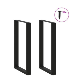 Picioare de masă de bar în formă de U, 2 buc., negru, 60 x (100-101) cm, oțel - WOODBB2955