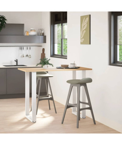 Picioare de masă de bar în formă de U, 2 buc., alb, 60 x (100-101) cm, oțel - WOODBB2956