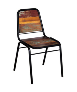 Scaune bucătărie multicolor vintage, din lemn masiv reciclat, cu spătar, 6 buc., handmade
