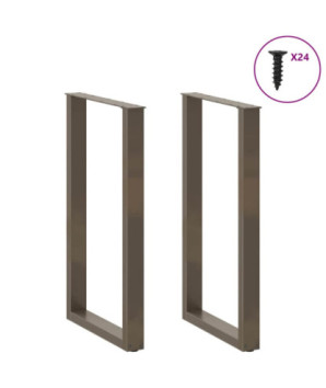 Picioare de masă de bar în formă de U, 2 buc., oțel natural, 60 x (100-101) cm - WOODBB2968
