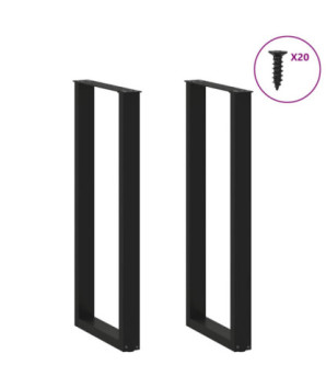 Picioare de masă de bar în formă de U, 2 buc., negru, 40x(110-111) cm, oțel - WOODBB2969