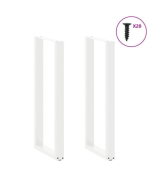 Picioare de masă de bar în formă de U, 2 buc., alb, 40x(110-111) cm, oțel - WOODBB2970