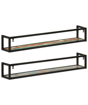 Rafturi de perete 2buc. 110x17x17cm lemn reciclat și fier - WOODBB313