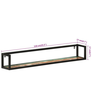 Rafturi de perete 2buc. 110x17x17cm lemn reciclat și fier - WOODBB313