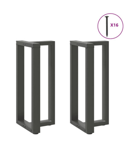 Picioare de masă de bar în formă de T, 2 buc., antracit, 40x35x(90-91) cm, oțel - WOODBB3035
