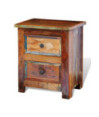 Noptieră cu 2 sertare, lemn reciclat, cu aspect antichizat - WOODBB320 Noptieră cu 2 sertare, lemn reciclat, cu aspect antichizat - WOODBB320