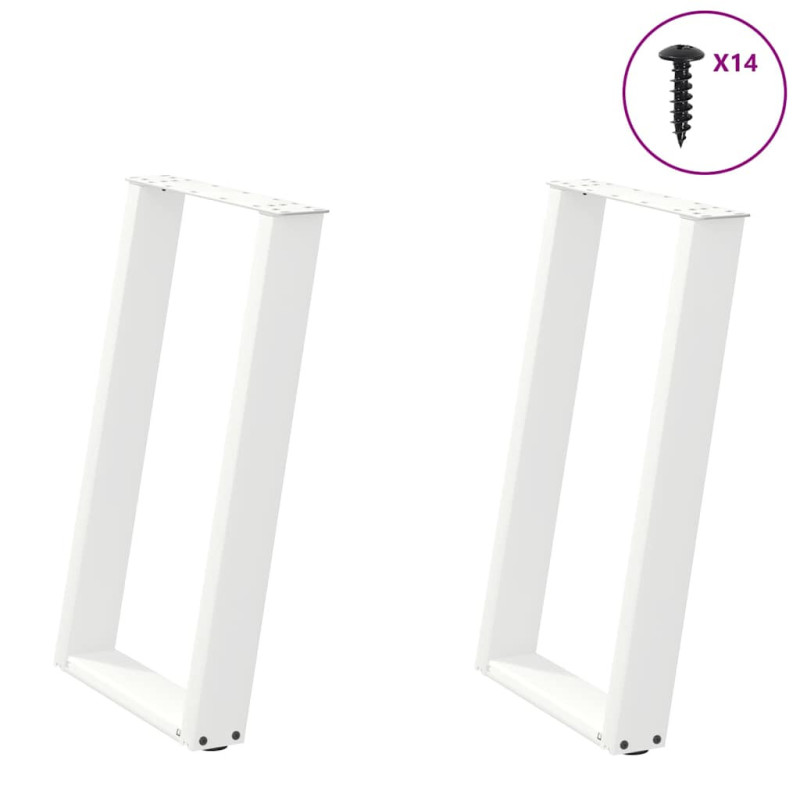 Picioare de masă în formă de U, 2 buc., alb, 50x(72-73) cm, oțel - WOODBB3047