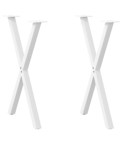 Picioare de masă în formă de X, 2 buc., alb, 50x(72-73) cm, oțel - WOODBB3048