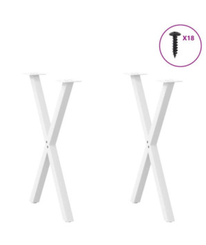 Picioare de masă în formă de X, 2 buc., alb, 57x(72-73) cm, oțel - WOODBB3049