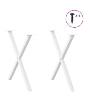 Picioare de masă în formă de X, 2 buc., alb, 80x(72-73) cm, oțel - WOODBB3051