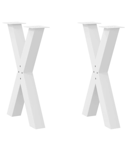 Picioare de masă în formă de X, 2 buc., alb, 60x(72-73) cm, oțel - WOODBB3052