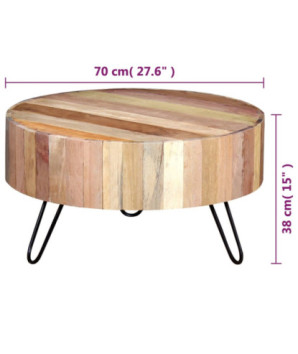 Măsuță cafea vintage, din lemn masiv reciclat, rotundă, 70 x 38 cm, handmade