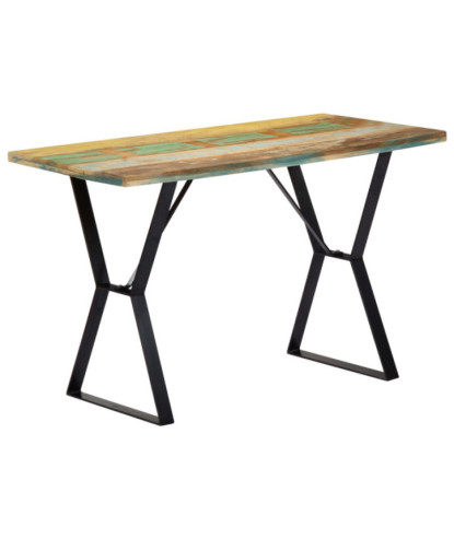 Masă de bucătărie, 120 x 60 x 76 cm, lemn reciclat, cu aspect industrial - WOODBB325