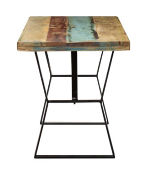 Masă de bucătărie, 120 x 60 x 76 cm, lemn reciclat, cu aspect industrial - WOODBB325