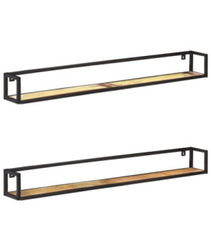 Rafturi de perete, 2 buc., 160 cm, lemn reciclat, cu aspect industrial - WOODBB330