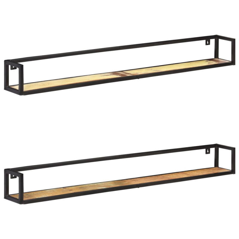 Rafturi de perete, 2 buc., 160 cm, lemn reciclat, cu aspect industrial - WOODBB330