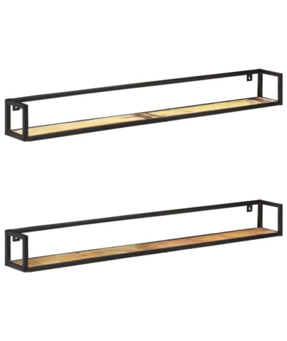 Rafturi de perete, 2 buc., 160 cm, lemn reciclat, cu aspect industrial - WOODBB330