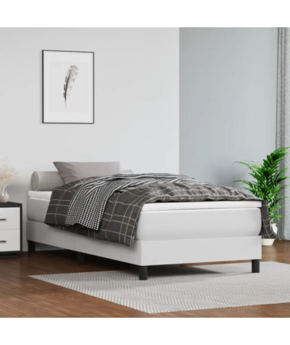 Saltea cu arcuri buzunar, fermitate medie, alb, 80x200x20 cm, piele ecologică - WOODBB3178