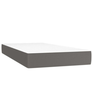 Saltea cu arcuri buzunar, fermitate medie, gri, 80x200x20 cm, piele ecologică - WOODBB3179