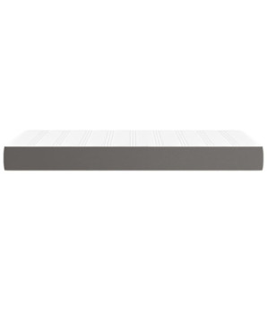 Saltea cu arcuri buzunar, fermitate medie, gri, 80x200x20 cm, piele ecologică - WOODBB3179