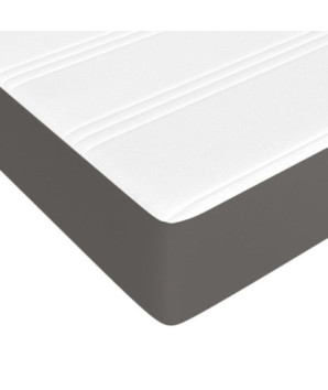 Saltea cu arcuri buzunar, fermitate medie, gri, 80x200x20 cm, piele ecologică - WOODBB3179