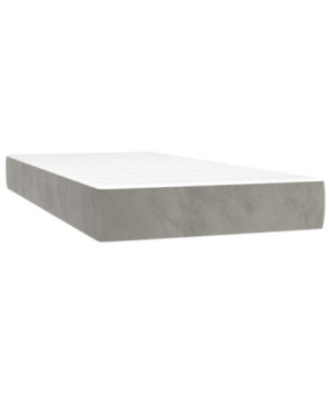 Saltea cu arcuri buzunar, fermitate medie, gri deschis, 80x200x20 cm, catifea - WOODBB3181