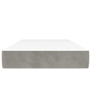 Saltea cu arcuri buzunar, fermitate medie, gri deschis, 80x200x20 cm, catifea - WOODBB3181