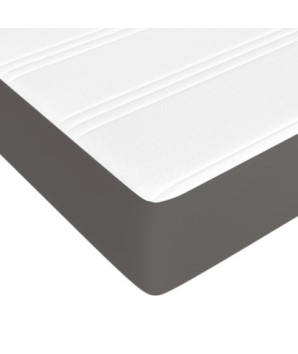 Saltea cu arcuri buzunar, fermitate medie, gri, 90x190x20 cm, piele ecologică - WOODBB3196