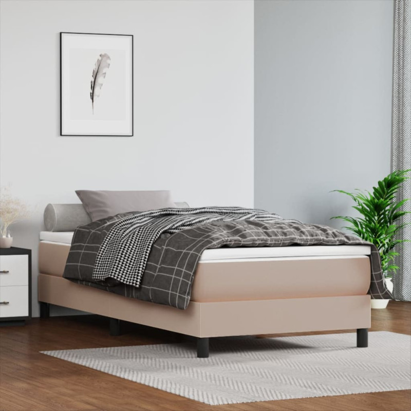 Saltea cu arcuri buzunar, fermitate medie, cappuccino, 90x190x20 cm, piele eco - WOODBB3197 Saltea cu arcuri buzunar, fermitate medie, cappuccino, 90x190x20 cm, piele eco - WOODBB3197
