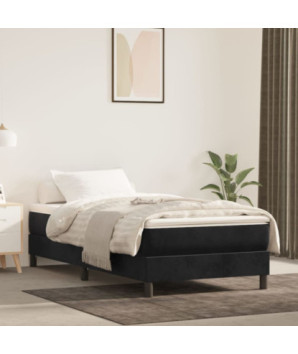 Saltea cu arcuri buzunar, fermitate medie, negru, 90x190x20 cm, catifea - WOODBB3200