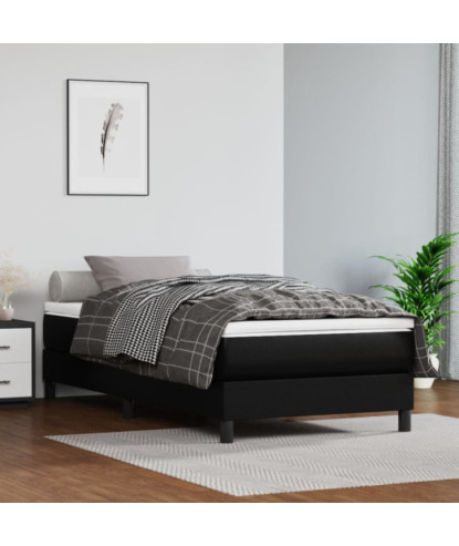 Saltea cu arcuri buzunar, fermitate medie, negru, 90x200x20 cm, piele ecologică - WOODBB3211
