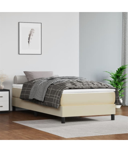 Saltea cu arcuri buzunar, fermitate medie, crem, 90x200x20 cm, piele ecologică - WOODBB3213