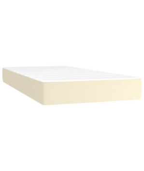Saltea cu arcuri buzunar, fermitate medie, crem, 90x200x20 cm, piele ecologică - WOODBB3213