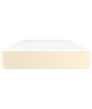 Saltea cu arcuri buzunar, fermitate medie, crem, 90x200x20 cm, piele ecologică - WOODBB3213