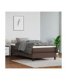 Saltea cu arcuri buzunar, fermitate medie, maro, 90x200x20 cm, piele ecologică - WOODBB3214