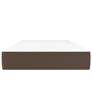 Saltea cu arcuri buzunar, fermitate medie, maro, 90x200x20 cm, piele ecologică - WOODBB3214