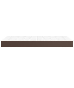 Saltea cu arcuri buzunar, fermitate medie, maro, 90x200x20 cm, piele ecologică - WOODBB3214