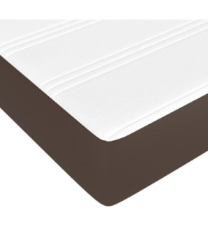 Saltea cu arcuri buzunar, fermitate medie, maro, 90x200x20 cm, piele ecologică - WOODBB3214