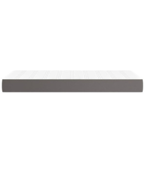 Saltea cu arcuri buzunar, fermitate medie, gri, 90x200x20 cm, piele ecologică - WOODBB3215