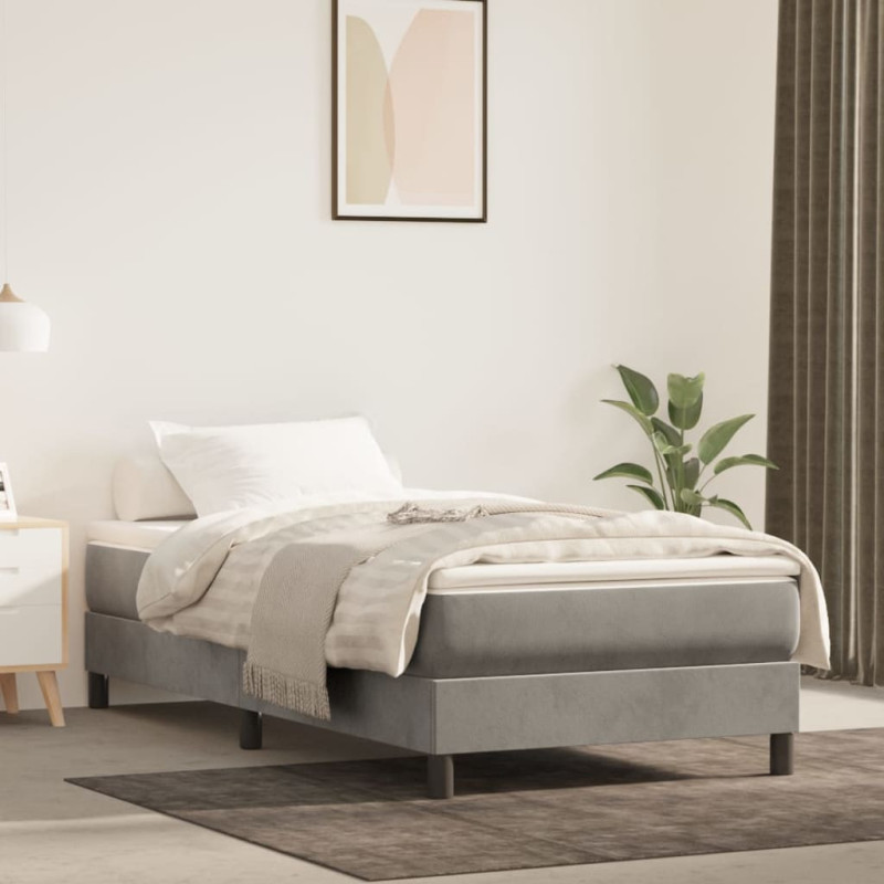 Saltea cu arcuri buzunar, fermitate medie, gri deschis, 90x200x20 cm, catifea - WOODBB3217 Saltea cu arcuri buzunar, fermitate medie, gri deschis, 90x200x20 cm, catifea - WOODBB3217