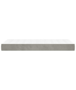 Saltea cu arcuri buzunar, fermitate medie, gri deschis, 90x200x20 cm, catifea - WOODBB3217