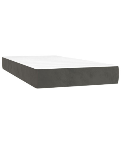 Saltea cu arcuri buzunar, fermitate medie, gri închis, 90x200x20 cm, catifea - WOODBB3218