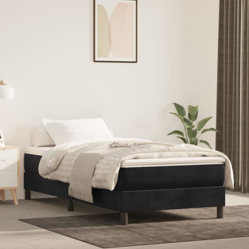 Saltea cu arcuri buzunar, fermitate medie, negru, 90x200x20 cm, catifea - WOODBB3219