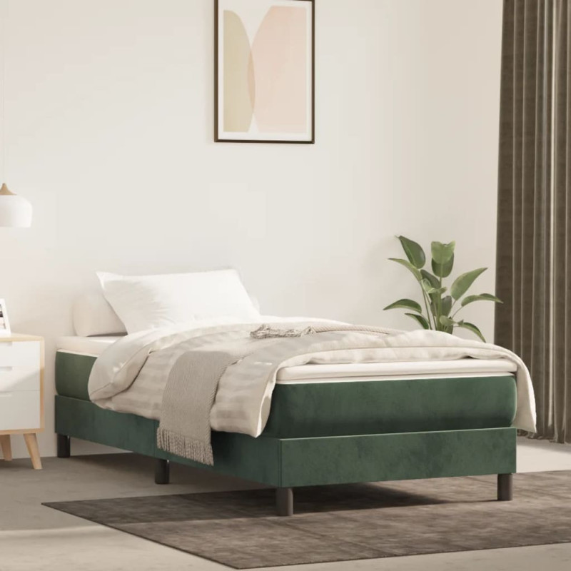 Saltea cu arcuri buzunar, fermitate medie, verde închis, 90x200x20 cm, catifea - WOODBB3220