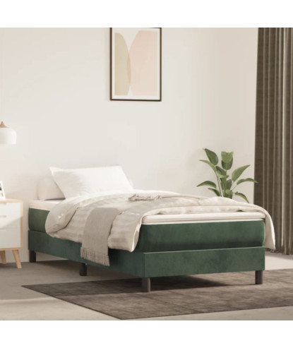 Saltea cu arcuri buzunar, fermitate medie, verde închis, 90x200x20 cm, catifea - WOODBB3220