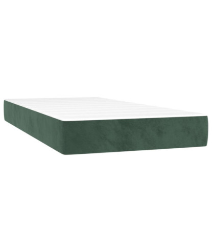 Saltea cu arcuri buzunar, fermitate medie, verde închis, 90x200x20 cm, catifea - WOODBB3220
